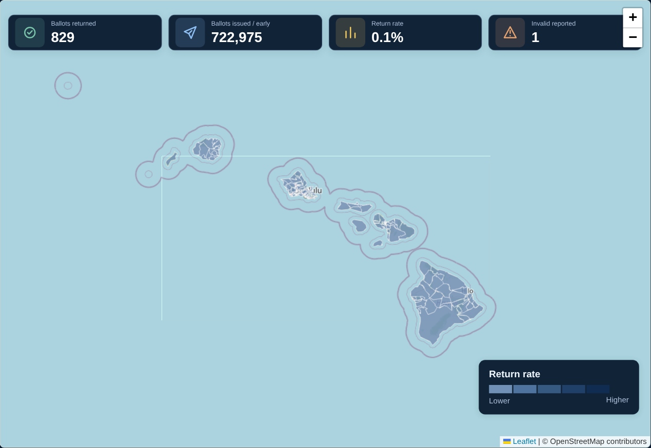 Preview of the interactive Hawaiʻi ballot return precinct map